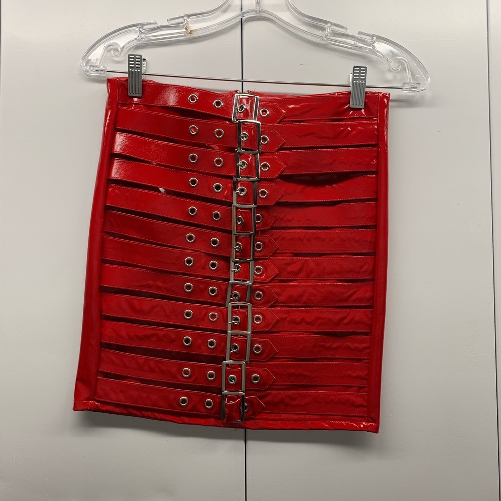 Red Strappy skirt with buckles